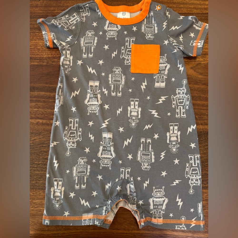Hanna Andersson Gray Romper with‎ Orange Trim